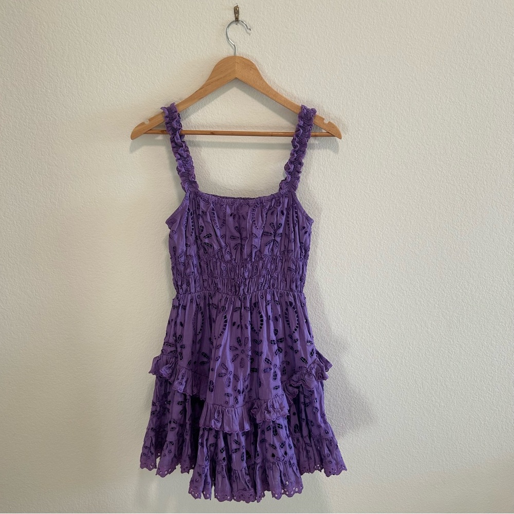 Purple Eyelet Sundress Rococo Sand Moss Short Dress in Violet - Picture 2 of 4